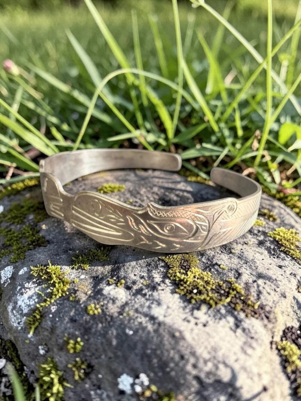 Vintage Sterling Silver First Nations Cuff Bracelet Signed RJ - Picture 3 of 7